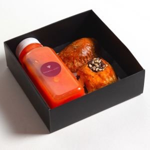 Toplantılık İkram Kutusu - Mini Poğaça & Mini Çikolatalı Kruvasan - Bir (1) Kişilik Kutu & Vişneli Limonata