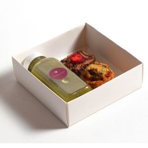 Toplantılık İkram Kutusu - Mini Tavuklu Volovan & Mini Çilekli Brownie- 200 ml -Detox Smoothie